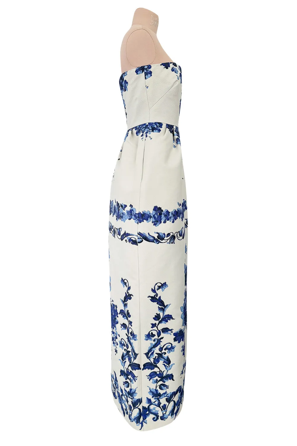 Valentino Fall 2013 by Maria Grazia Chiuri & Pierpaolo Piccioli Strapless Blue & White Dress - 14.5" W
