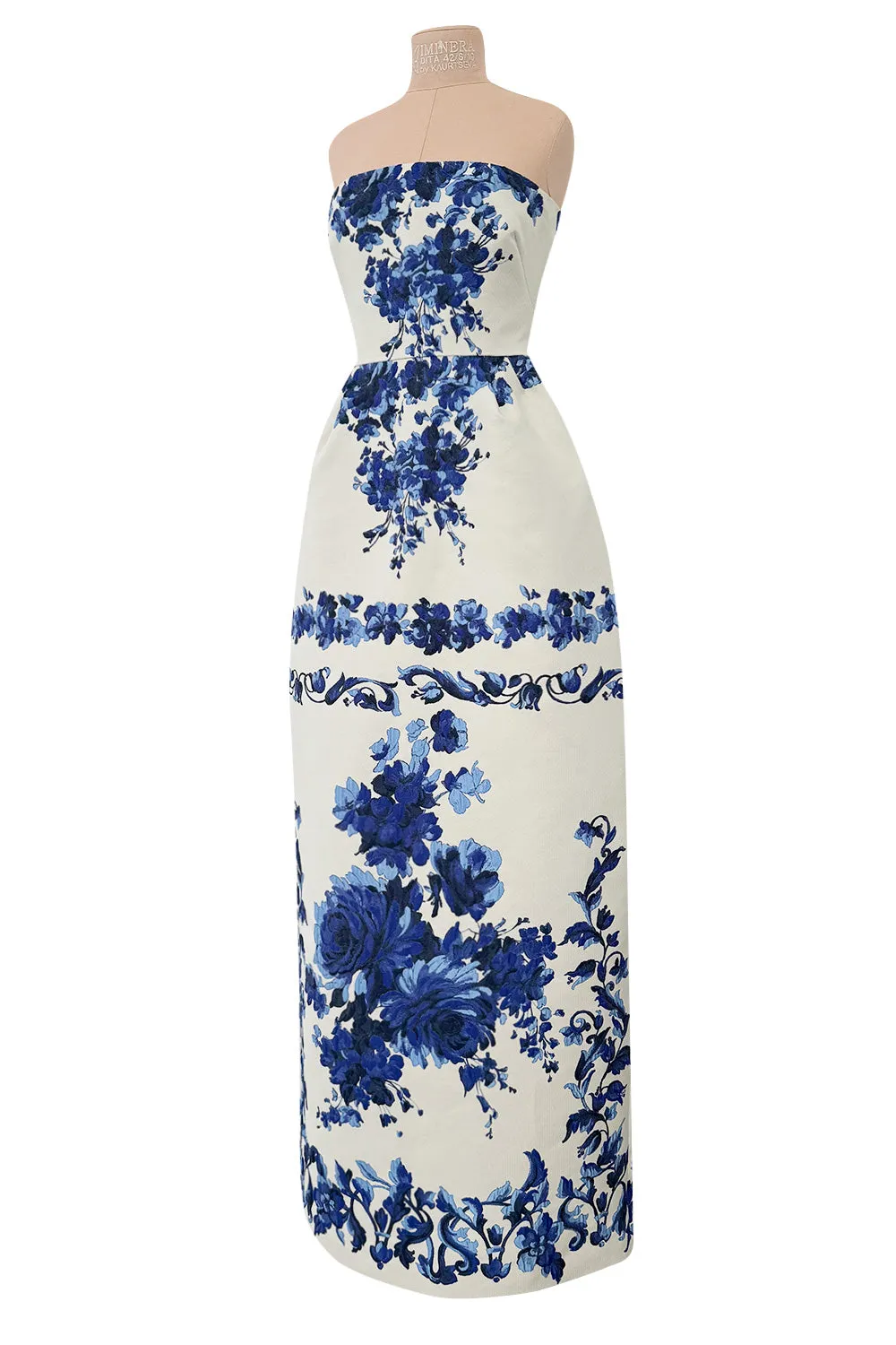 Valentino Fall 2013 by Maria Grazia Chiuri & Pierpaolo Piccioli Strapless Blue & White Dress - 14.5" W