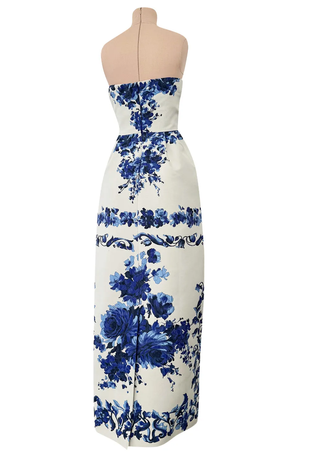 Valentino Fall 2013 by Maria Grazia Chiuri & Pierpaolo Piccioli Strapless Blue & White Dress - 14.5" W