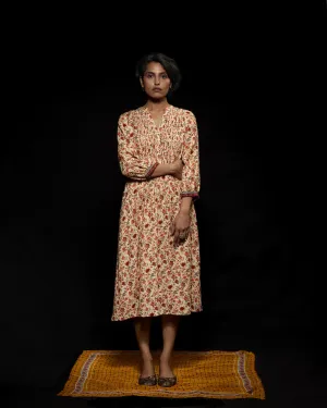 Viam   I   Ivory Floral Hand Printed Dress