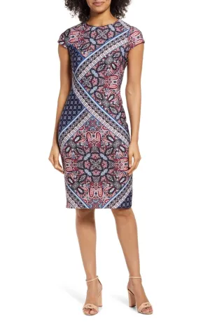 Vince Camuto Womens Mixed Print Scuba Crepe Body-Con Dress VC2M3212