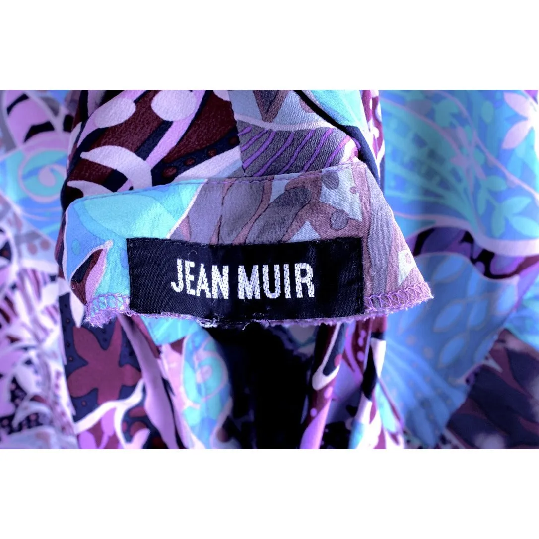 Vintage Jean Muir Dressing Gown Dress Silk Maxi Pink Turquoise Gorgeous o/s