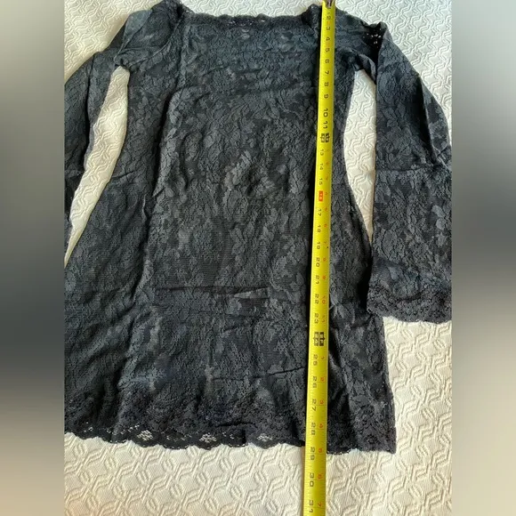 Vintage Victoria’s Secret Sheer Black Lace Long Sleeve Lingerie Dress