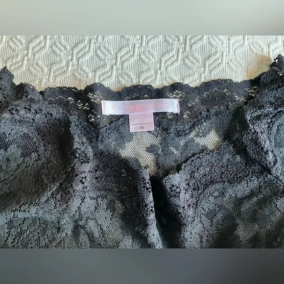 Vintage Victoria’s Secret Sheer Black Lace Long Sleeve Lingerie Dress