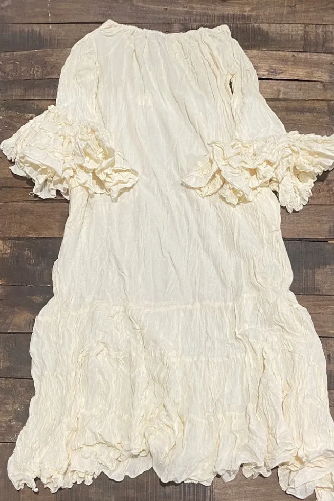WC Off Shoulder Ruffles Eyelet Dress