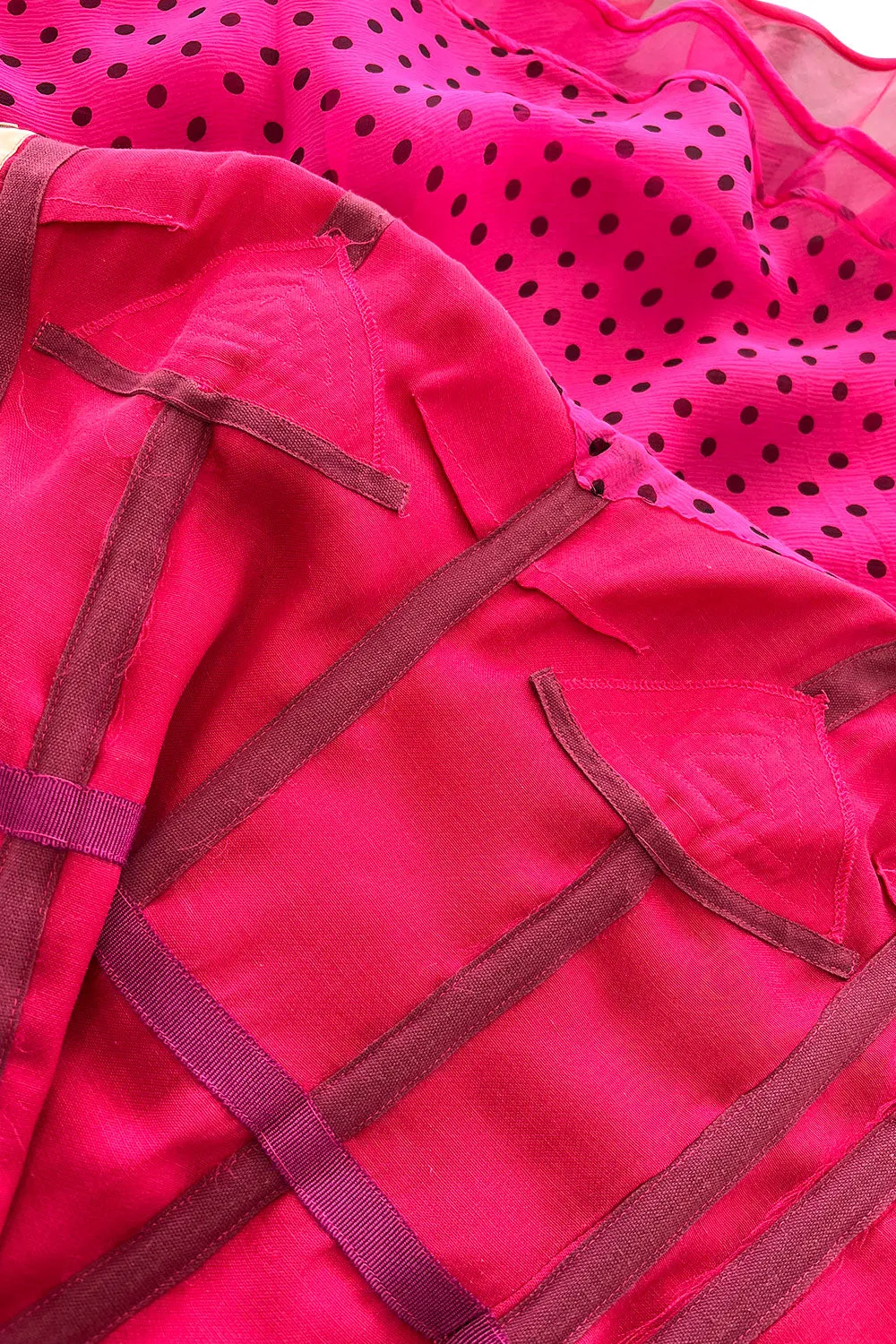 Well Documented Spring 1987 Valentino Original Strapless Pink & Black Silk Chiffon Dress