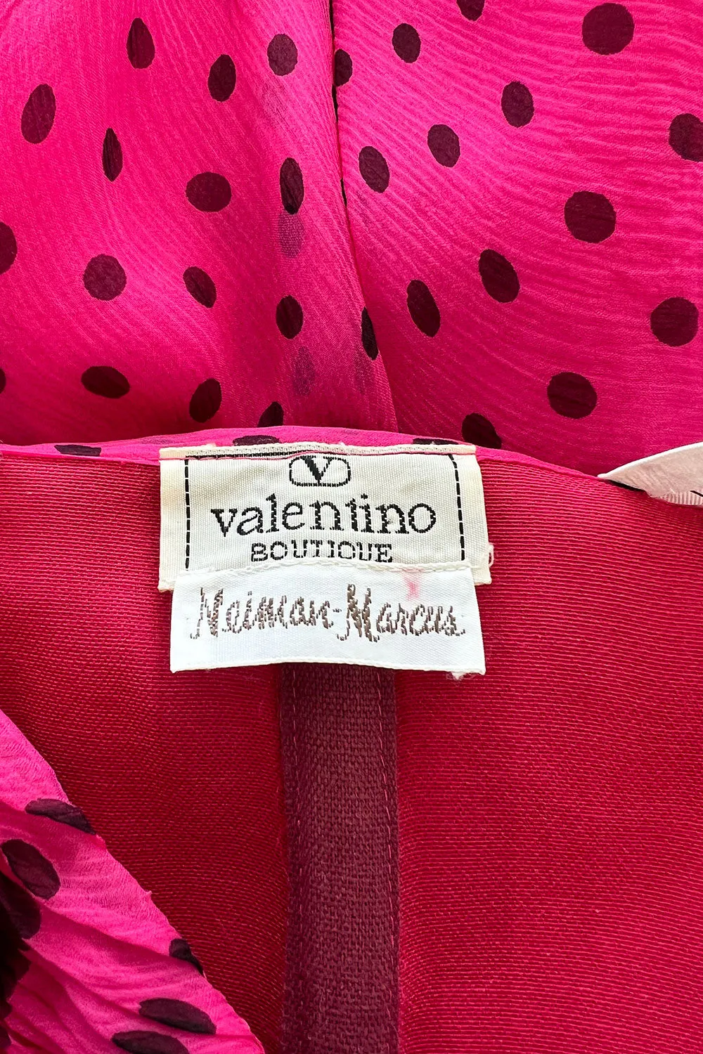 Well Documented Spring 1987 Valentino Original Strapless Pink & Black Silk Chiffon Dress
