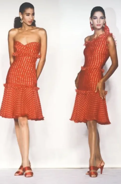 Well Documented Spring 1987 Valentino Original Strapless Pink & Black Silk Chiffon Dress