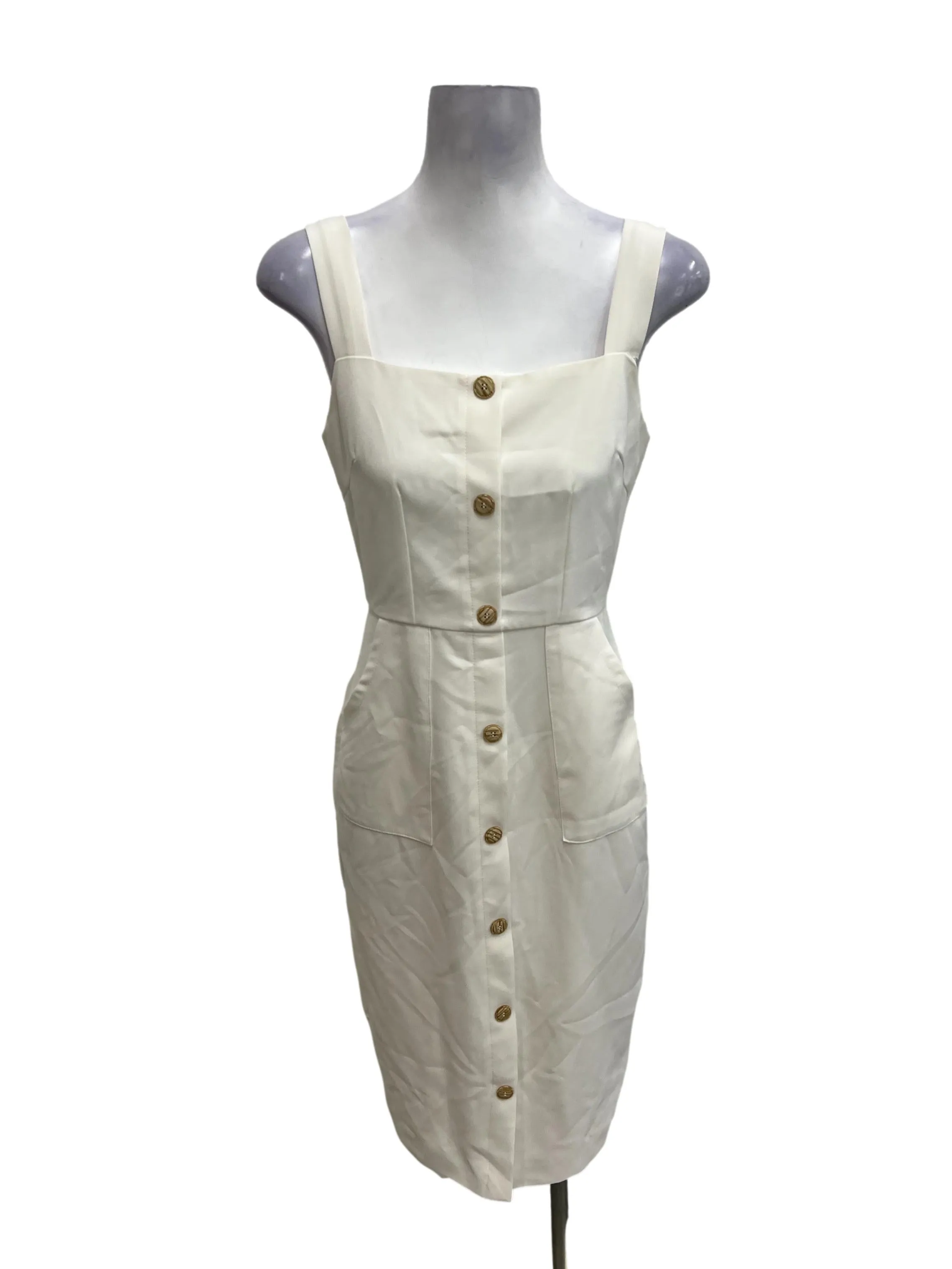 White Button Sheath Dress