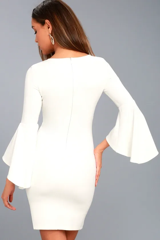 White Chartreuse Body Fit Dress