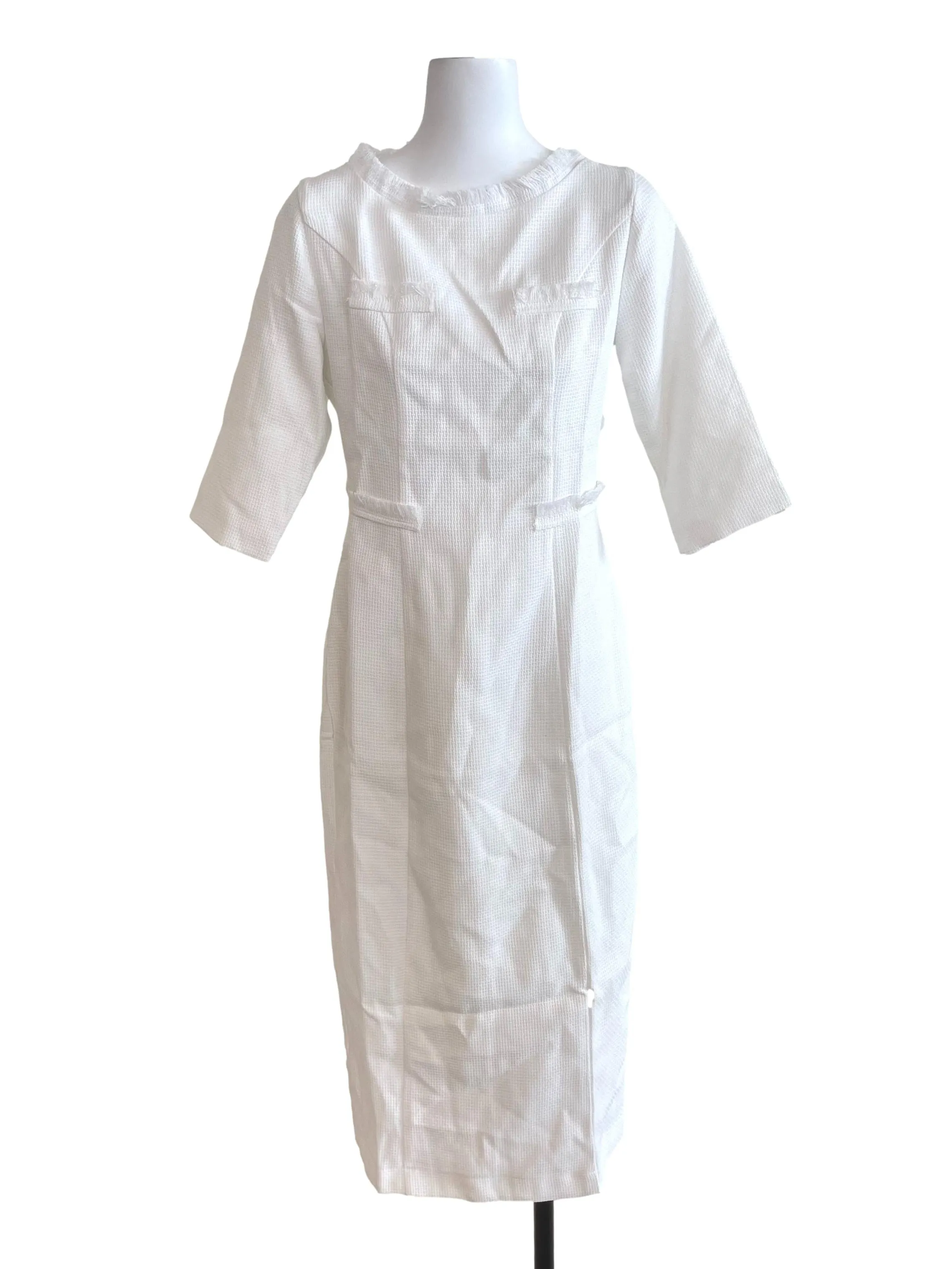 White Fuzzy Sheath Dress