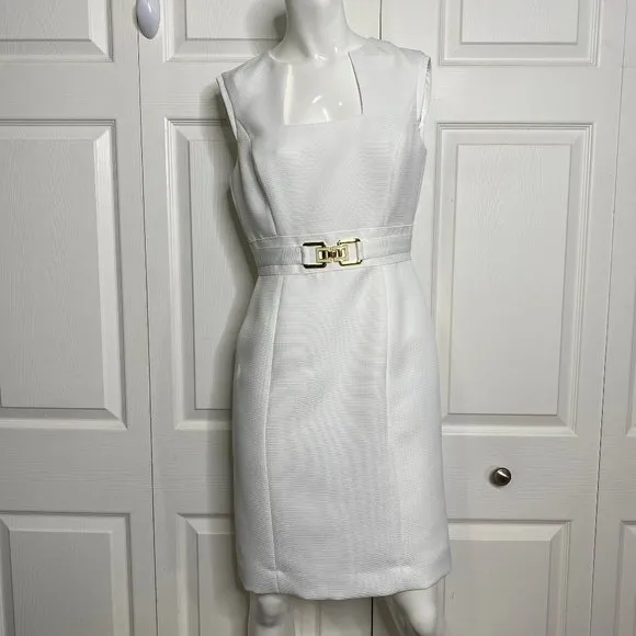 White TAHARI-LEVINE STUDIO Sheath Dress Sz 4 NWOT!