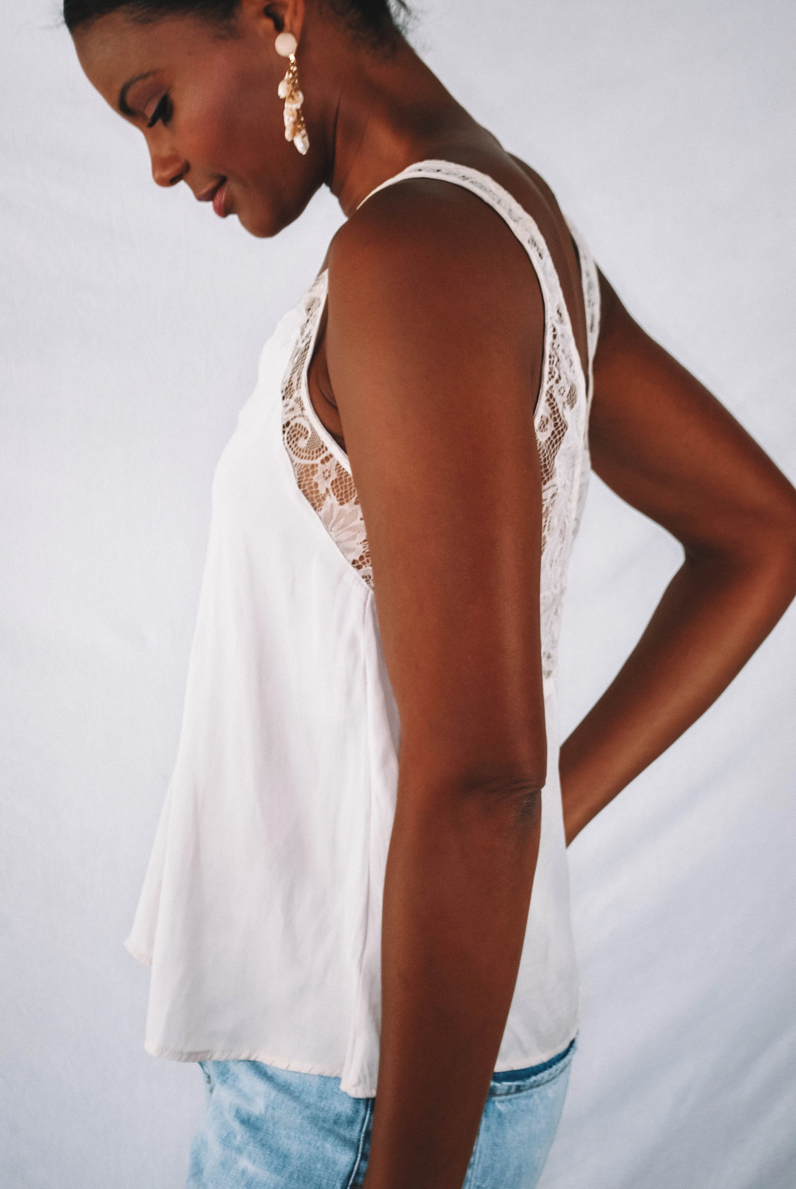 Windley Lace Tank Top - ECRU