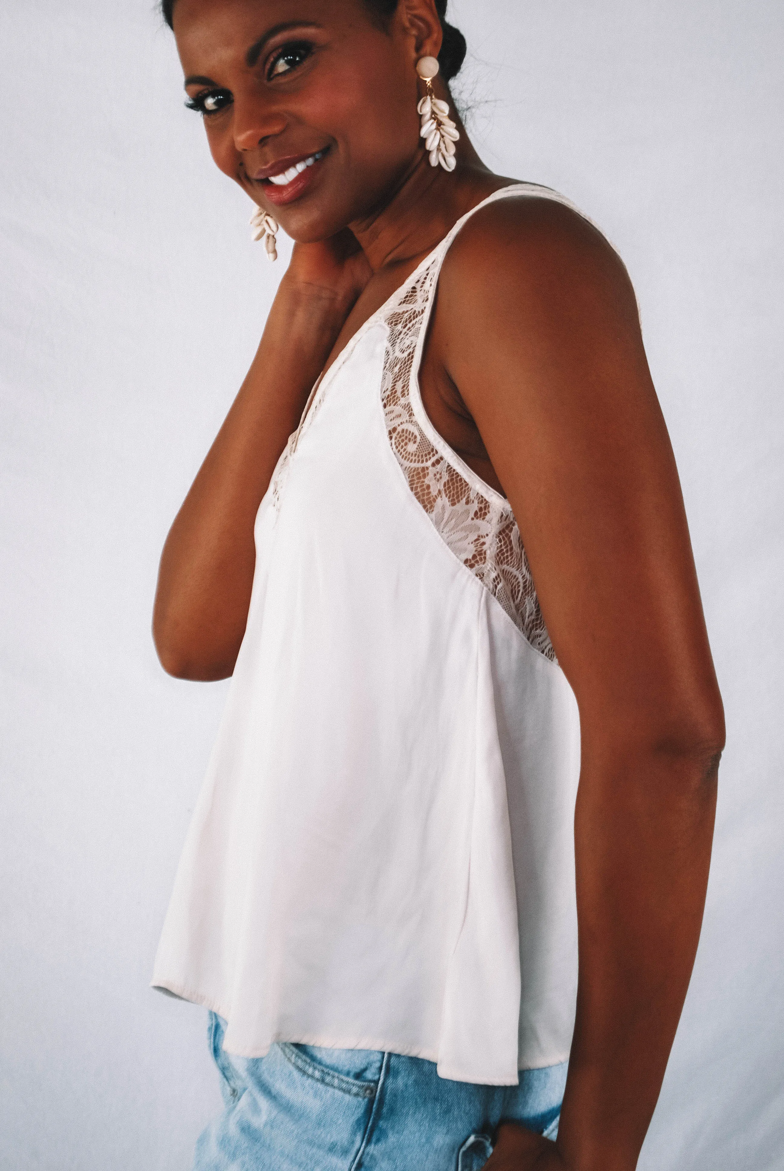 Windley Lace Tank Top - ECRU