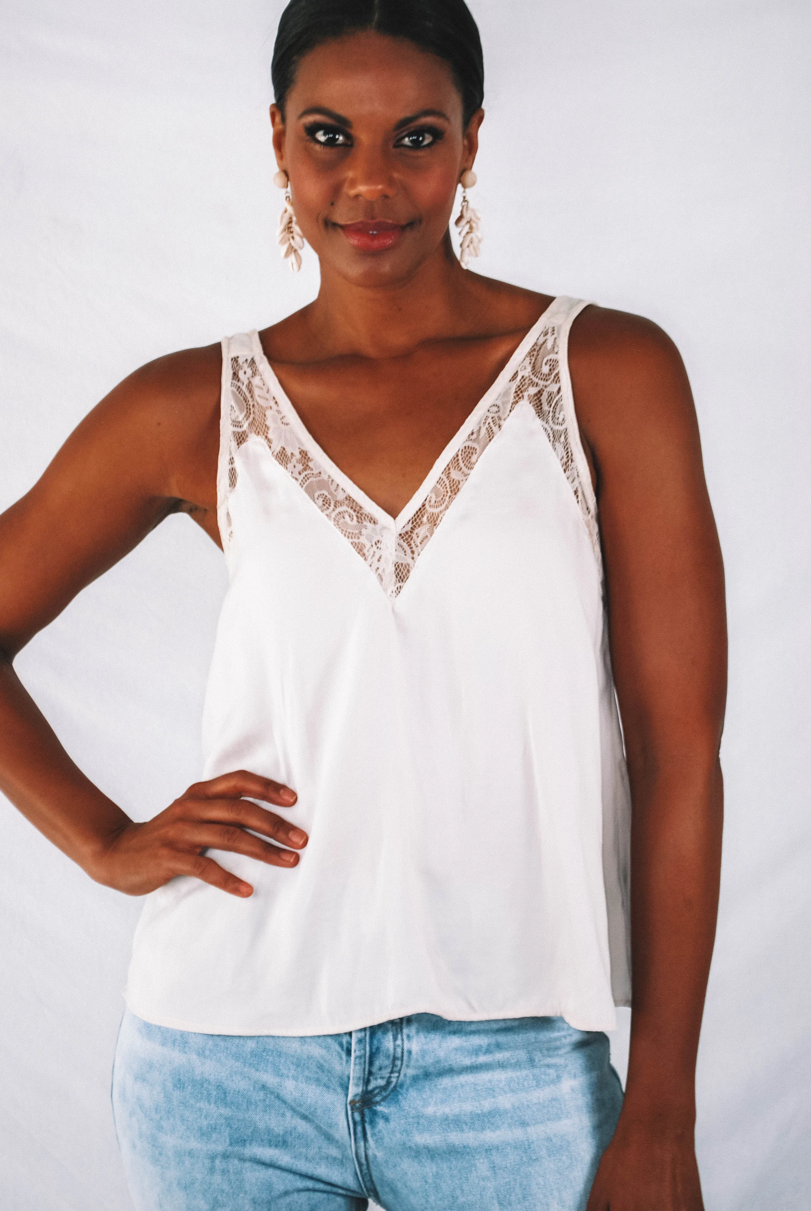 Windley Lace Tank Top - ECRU