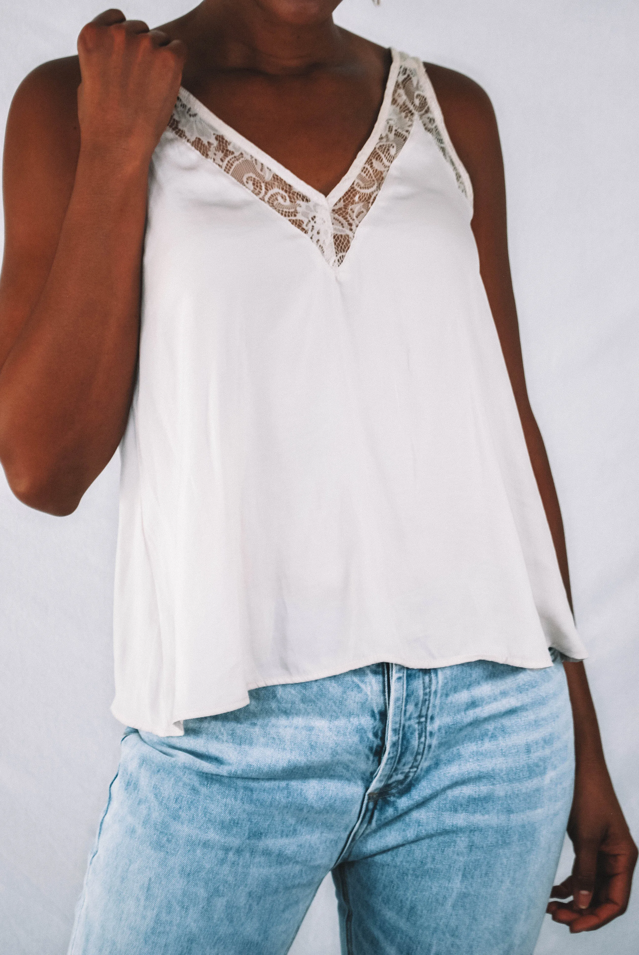 Windley Lace Tank Top - ECRU