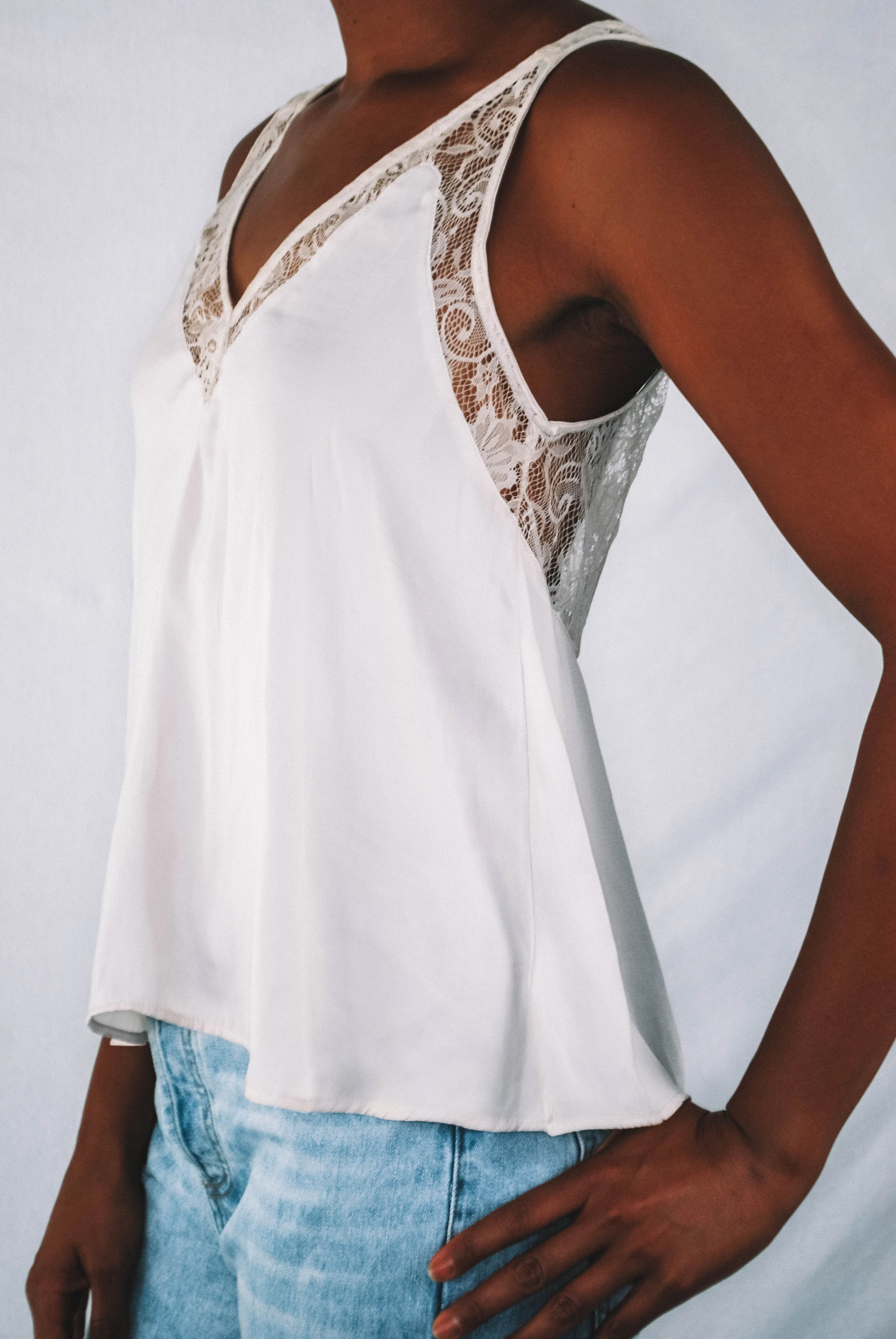 Windley Lace Tank Top - ECRU