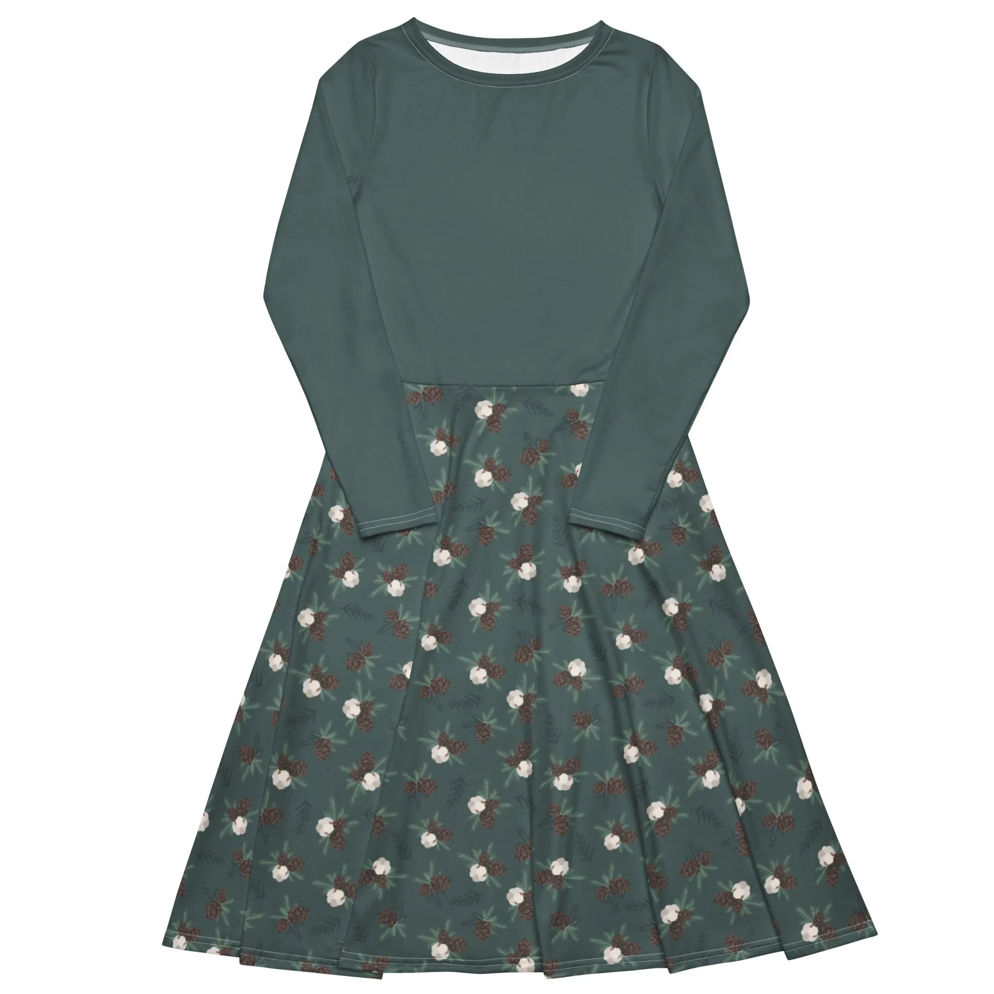 Winter Pinecone Midi Dress (S-6XL)