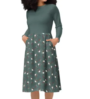 Winter Pinecone Midi Dress (S-6XL)