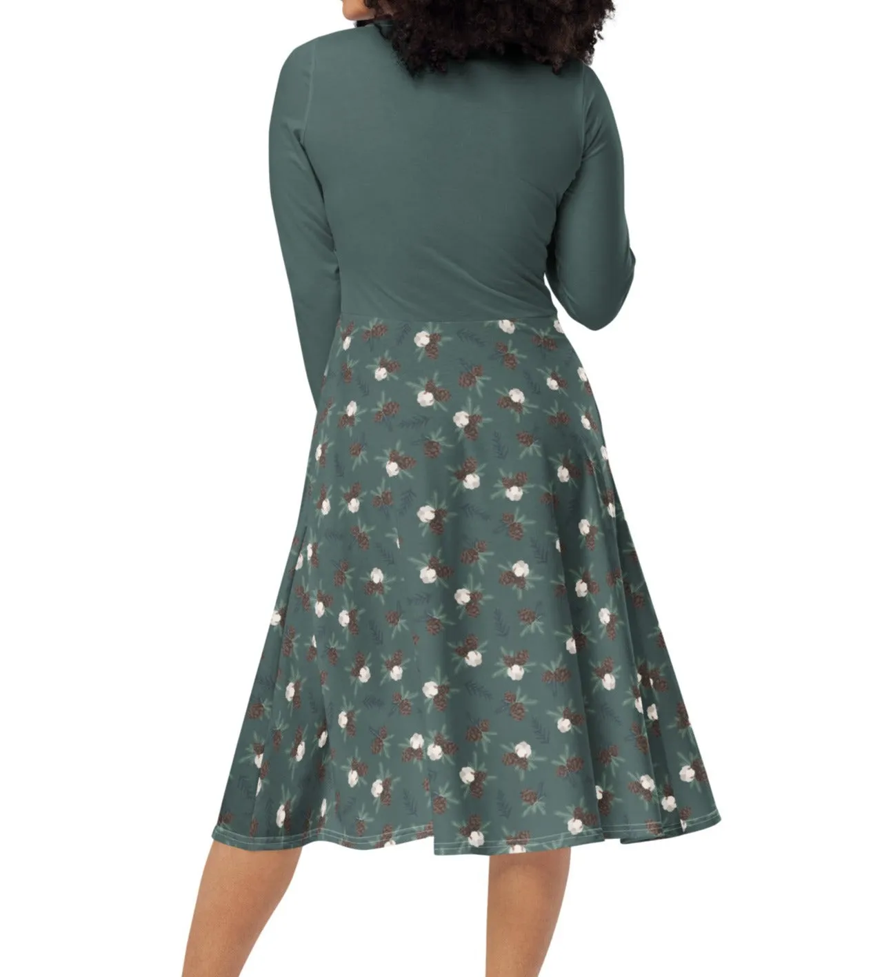 Winter Pinecone Midi Dress (S-6XL)