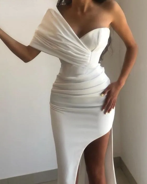women one shoulder ruched Prom Dress Charming Evening Dress     fg1788
