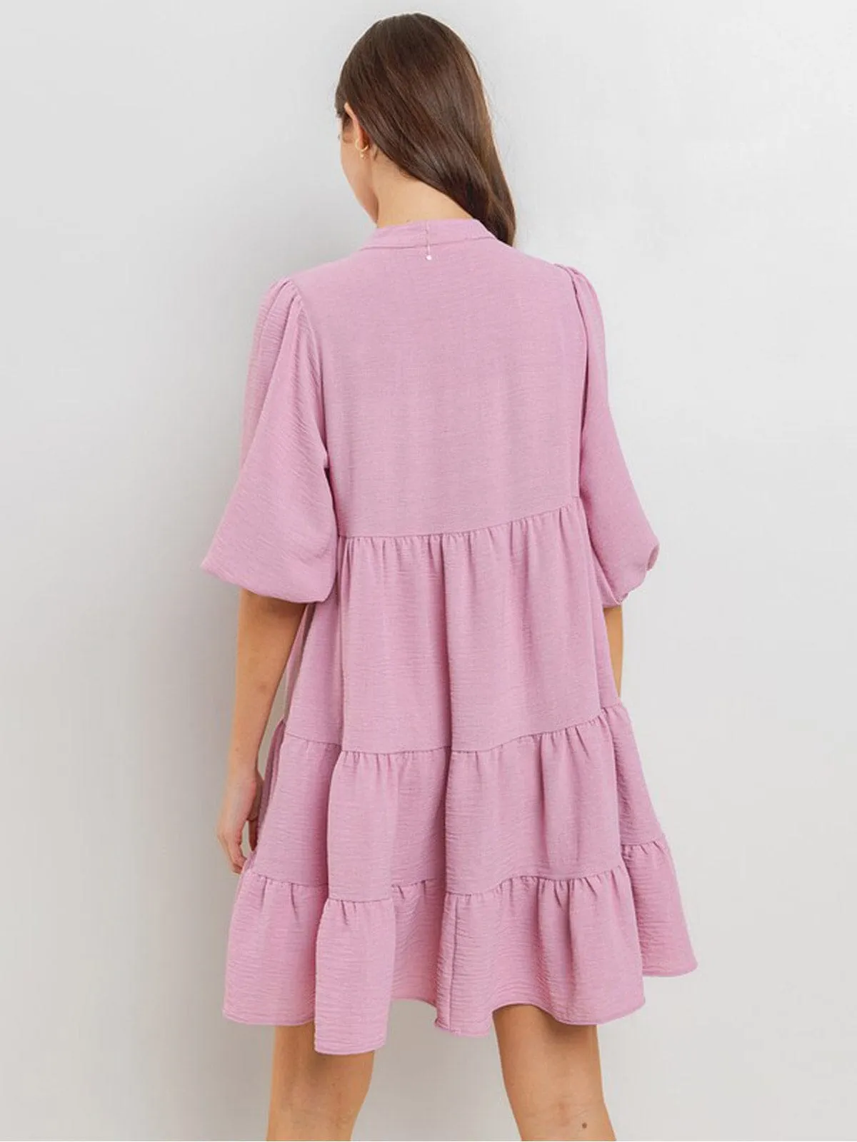 WOMEN'S 3/4 SLEEVE TIERED LOOSE FIT TUNIC MINI DRESS