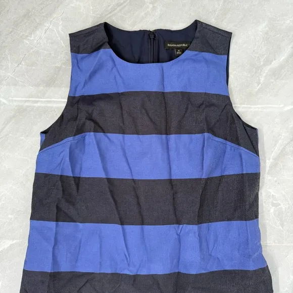 Women’s Banana Republic Shimmer Stripe Sleeveless Sheath Dress Size 6 Pockets