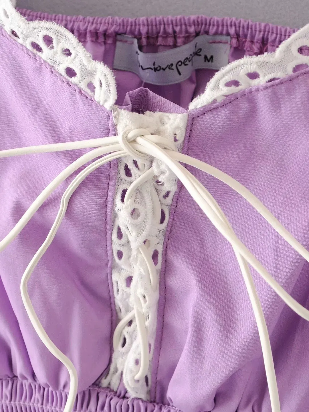 Women's new tie rope lace short shirt European and American style navel lace top