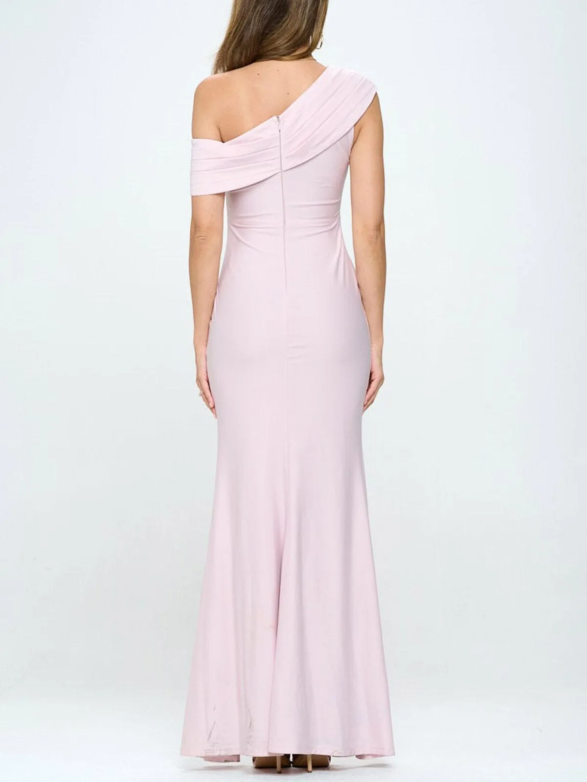 WOMEN'S OFF SHOULDER BODYCON FRONT SLIT GOWN MAXI DRESS