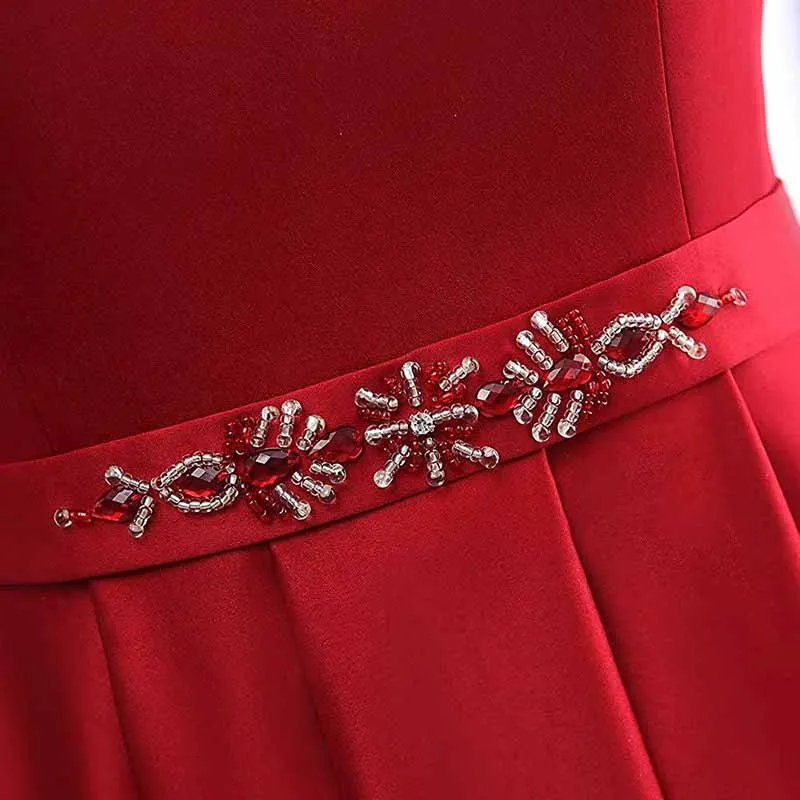 Women's Satin Bridesmaid Dress With Pocket Long Formal Evening Party Maxi Dress