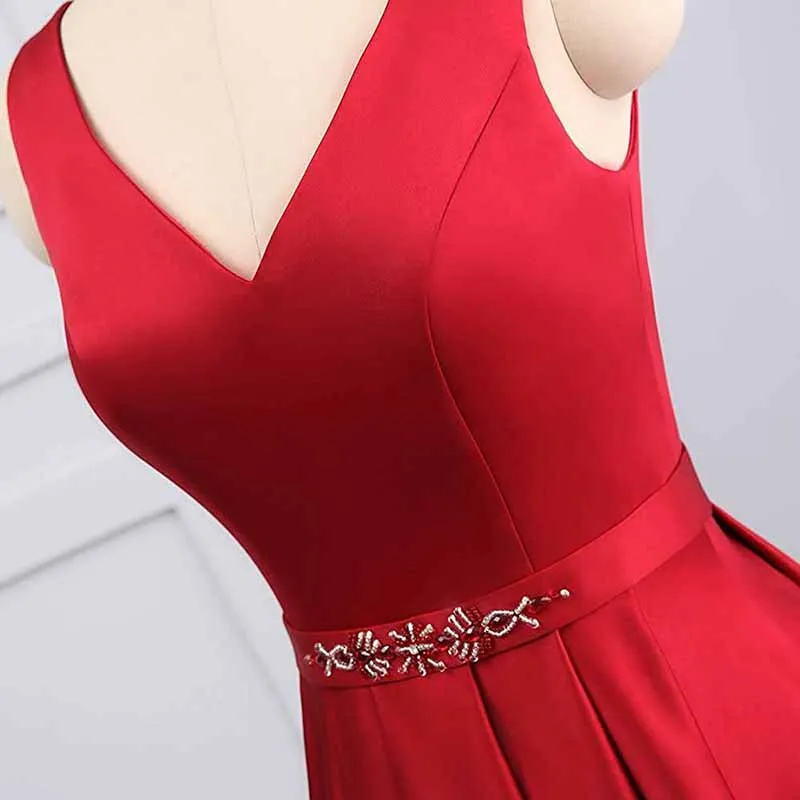 Women's Satin Bridesmaid Dress With Pocket Long Formal Evening Party Maxi Dress
