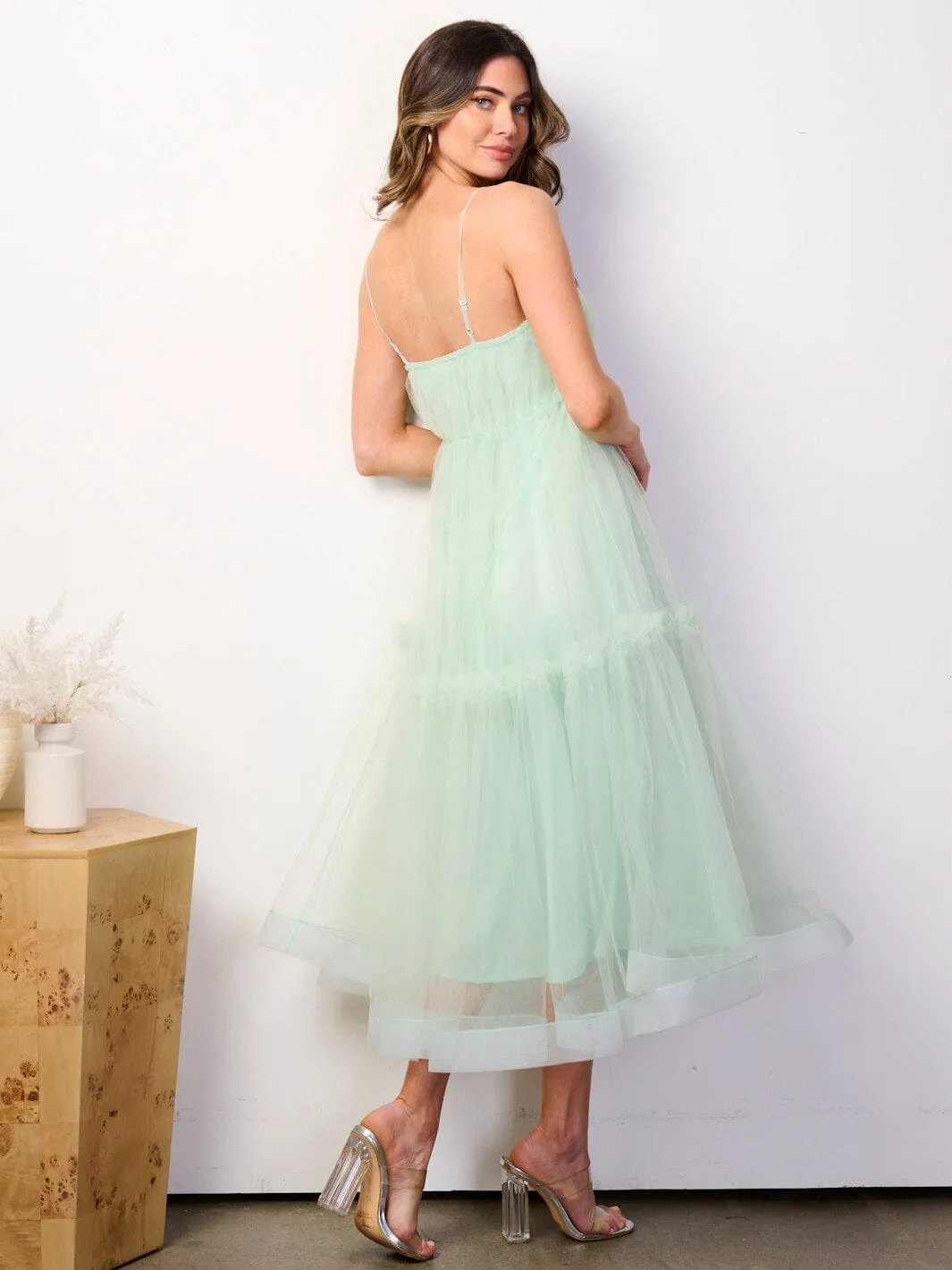 WOMEN'S SLEEVELESS FIT & FLARE TIERED MAXI DRESS