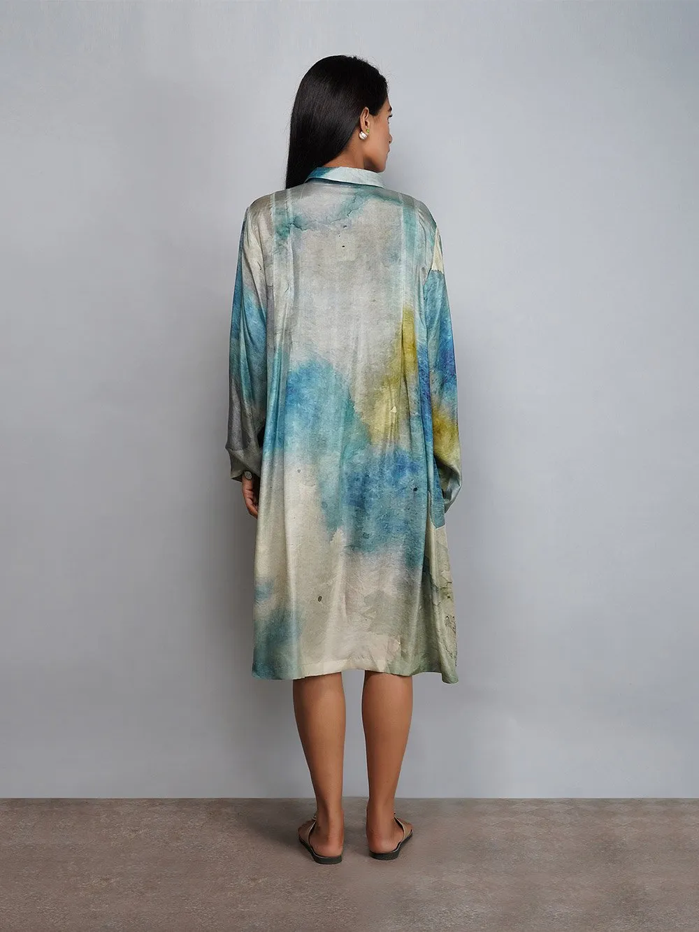 Yavi   I   Printed Silk Dress With Embroidered Jacket