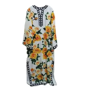 Yellow Rose Flower Printing Dress