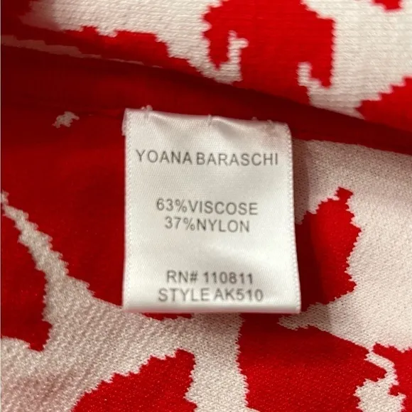 YOANA BARASCHI, NWT, RED &amp; WHITE STRETCHY, SLEEVELESS DRESS. V-NECK. SIZE S